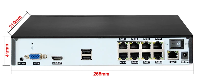 Сетевой видеорегистратор Hi3536D Xmeye сетевой NVR с красной панелью аудио 5 МП 8 каналов