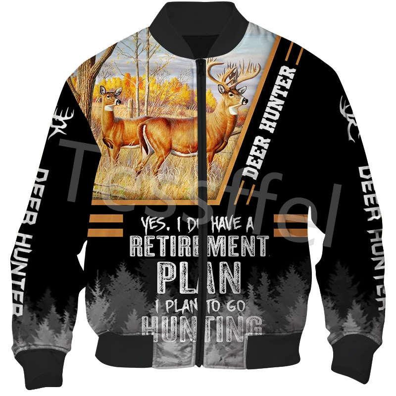 

Tessffel Camouflage Hunting Deer Hunter Animal 3D Printed Trendy Sportswear Unisex Casual Windbreaker Bomber Jacket Style-4
