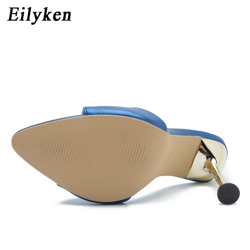 Eilyken Summer Slippers Design Strange Women Mule Thin Heels Sandals Flip Flops Pointed toe Slides Party Shoes