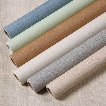 

New Self-Adhesive Stickers Linen Contacts Paper Waterproof PVC Removable And Stick DIY Wallpaper Wall Stickers For Home Decor