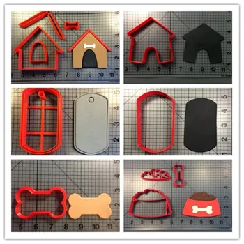 

Animal Dog House Tag dog food bone 3D printed plastic fondant mold cookie cutter set