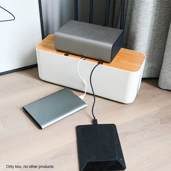 

Power Strips Safety Surge Protectors Desktop Organizer Home 3 Holes Cable Management Box Entertainment Centers Office Bamboo Lid