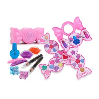 

Cute Candy Box Children Cosmetics Makeup Set Princess Girl Eyeshadow Lip Gloss Brushes Kit Pretend Play Toys Children Gift 094F