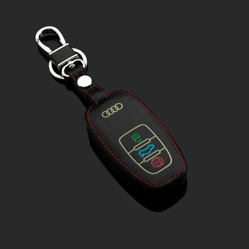 Black Smart Натуральная кожа автомобильная цепь для ключей брелок чехол для Audi A4 A8 A6L Q7 A6L смарт/Складной автомобильный брелок кольца автомобильные аксессуары - Название цвета: Black Smart