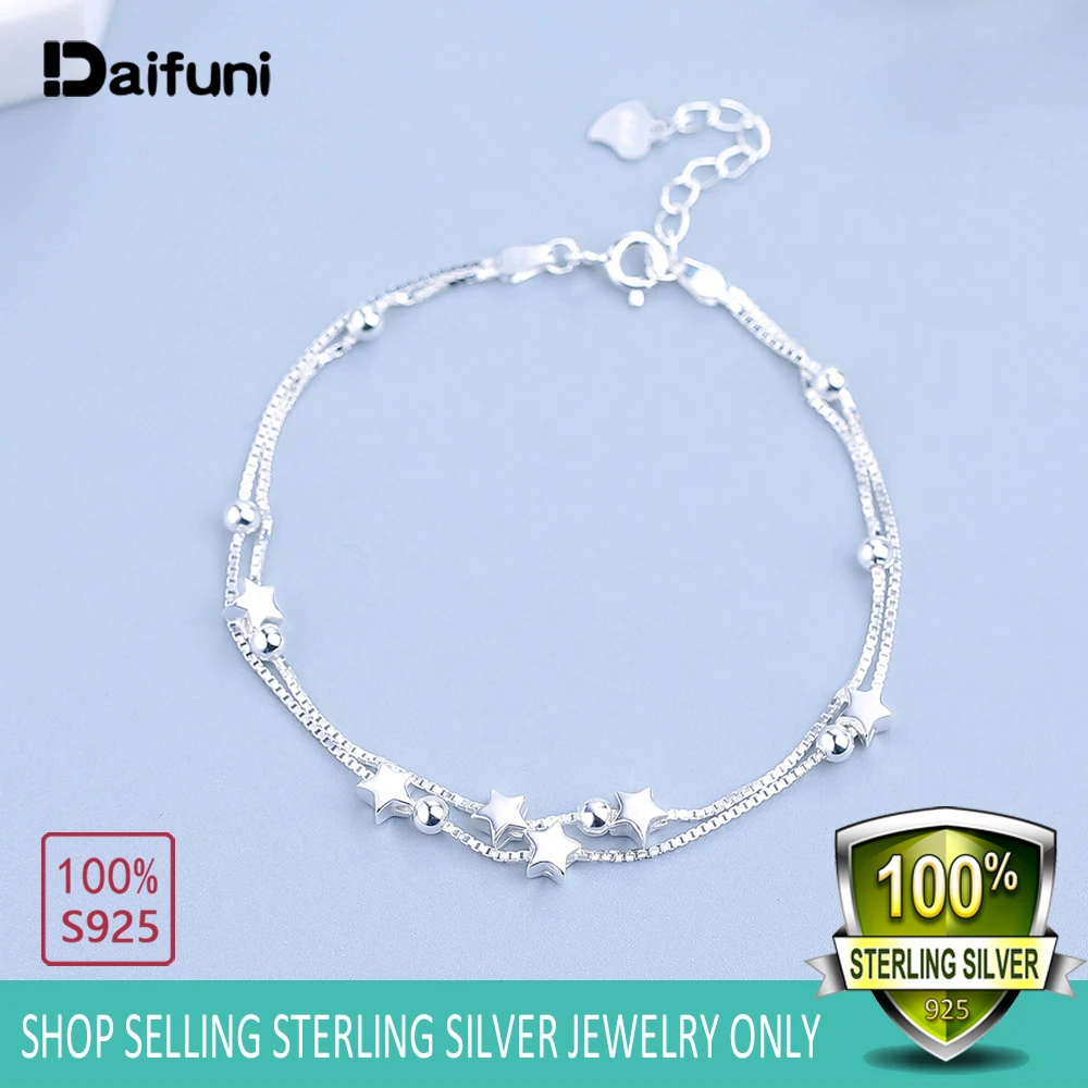 Браслет на ногу женский из серебра 925 пробы со звездами|Анклеты| |