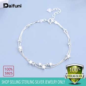 

Thin 925 Sterling silver Shiny Star Chains Anklet For Women Girls Friend Foot Jewelry Leg Bracelet Barefoot Never Fade
