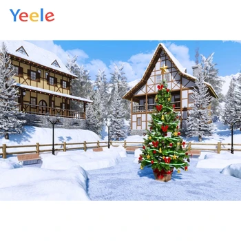 

Christmas Tree Snow Forest House Decoration Baby Birthday Backdrop Photography Custom Photographic Background For Photo Studio