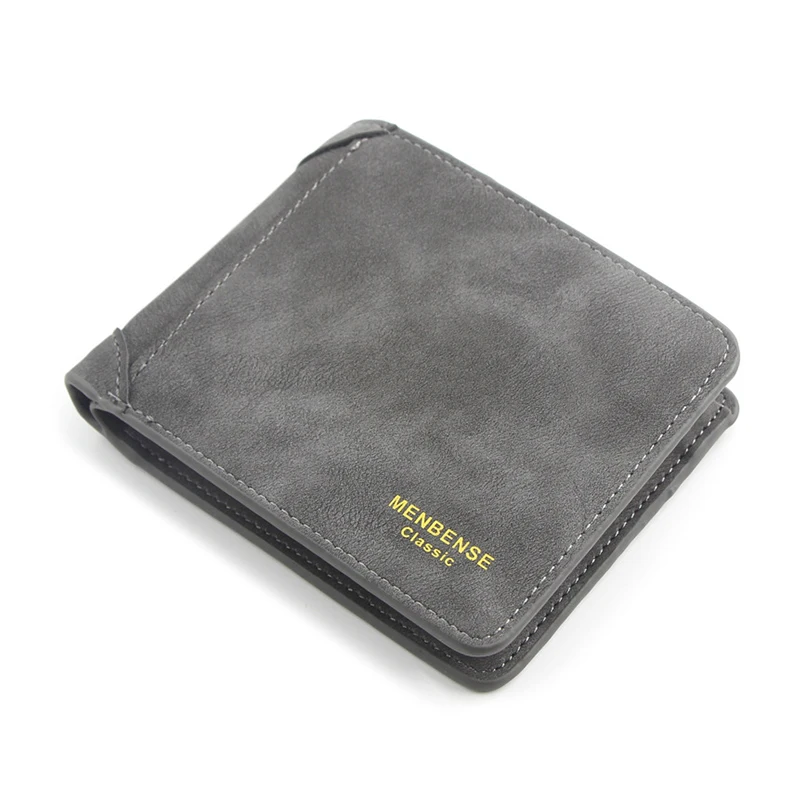 Dark Gray Модный повседневный мужской кошелек, однотонный цвет, матовая кожа, клатч, короткий кошелек для монет, много карт, держатель для карт, тройная сумка - Цвет: Dark Gray