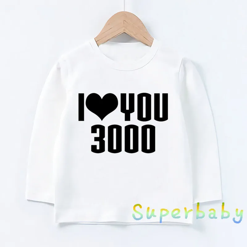 Детская футболка с принтом «Железный человек» и надписью «I Love You 3000» Повседневные Забавные топы для маленьких мальчиков и девочек, детская футболка с длинными рукавами LKP5283