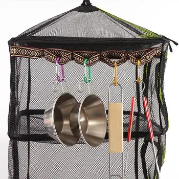 

4 LAYER DRYING RACK NET COLLAPSIBLE MESH HANGING FISH DRYER VEGETABLE WITH ZIPPER FOR OUTDOOR CAMPING FISHING
