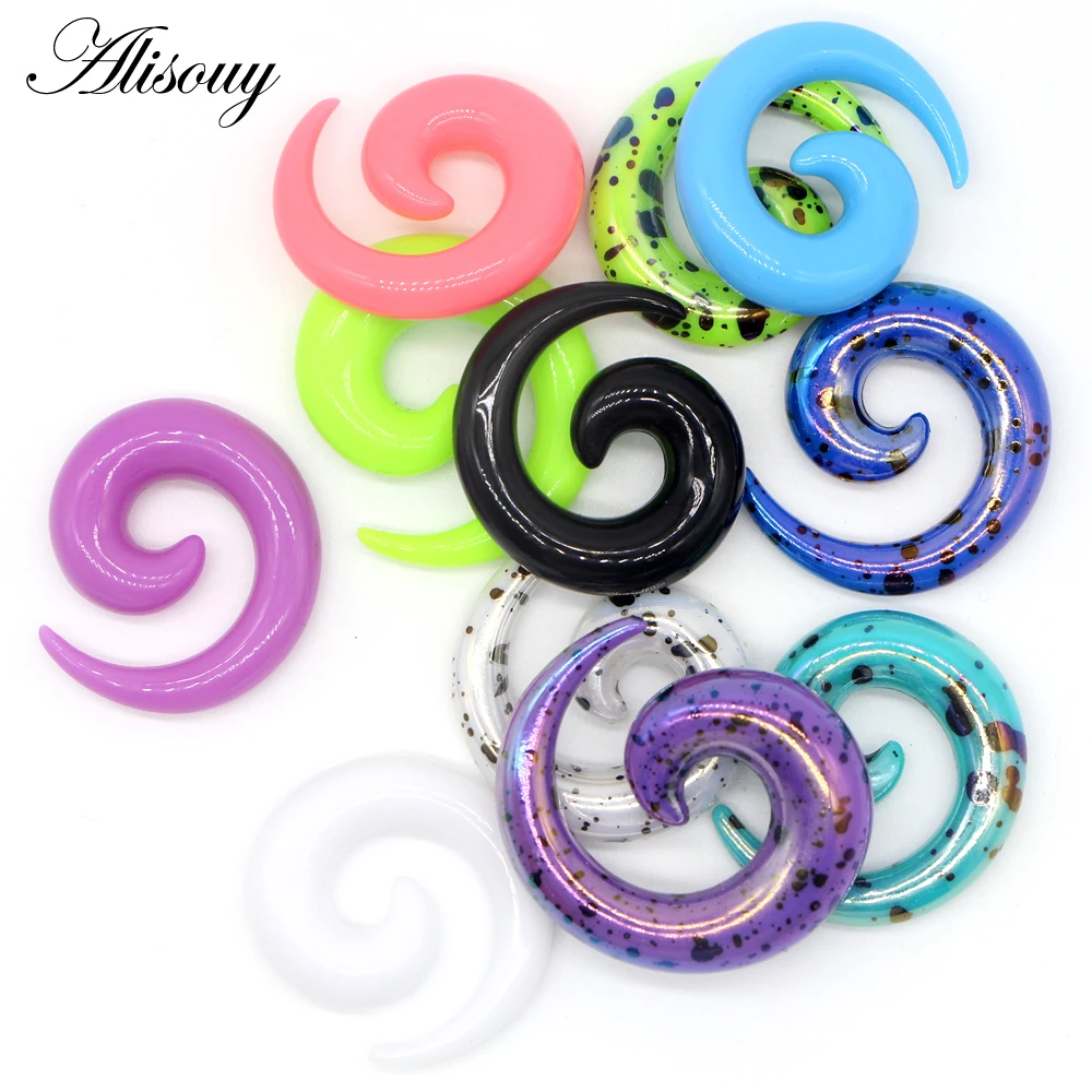 Alisouy Acrylic Spiral Ear Gauges Fake Ear Tapers Stretching Plugs Tunnel Expanders Earlobe Body Piercing Jewelry 2pcs 1.2-20mm Piercing Jewelry