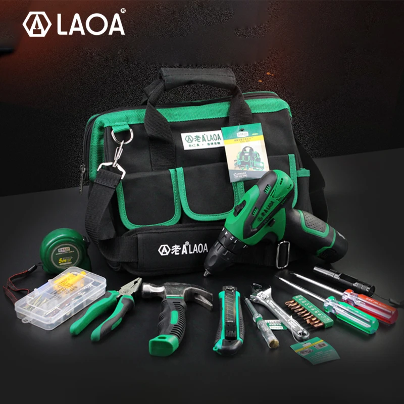 

BIG SALE LAOA 35pcs Power Tool Set 12V Li-ion Electric Drill Screwdriver With Roulette Pliers Hammer Knife Flashlight