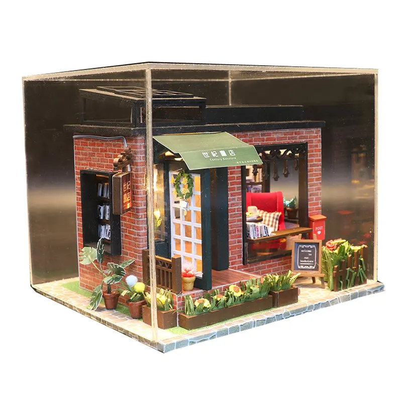 Кукольный дом книжный магазин Пылезащитная крышка diy деревянный миниатюрный кукольный домик Набор Мини diy Кукольный дом мебель модель миниатюрный поппеньхой
