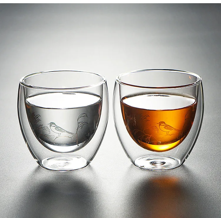 Heat-resistant Glass Double-layer Cup High-temperature Resistant Double Layer Glass Cup Manufacturers Direct Selling Creative Fl