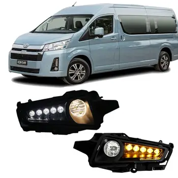 

M&C For Toyota Hiace Commuter GL/H300 2019 2020 2PCS Car Front Bumper Fog Light+DRL+Yellow Turn Signal Light Accessories