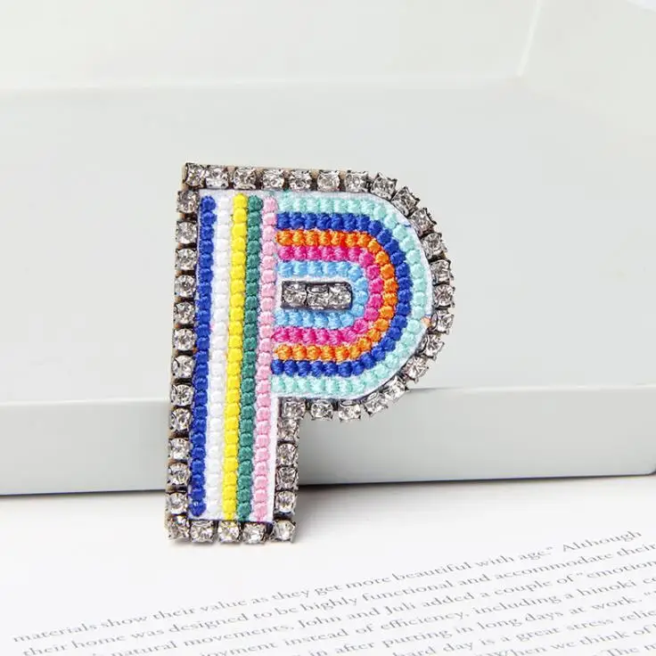 1Pcs New Color Letters Patch Alphabet Brooch Embroidered Beads Applique Diy Name Letters Patches For Clothing Coat, Hat, Bag