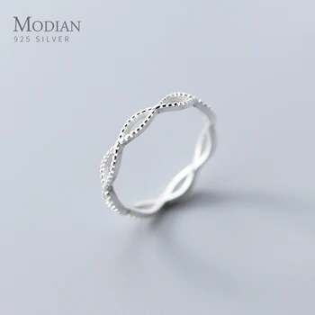 

Modian New Geometric Oval Wave Splice Ring for Women Fashion Genuine 925 Sterling Silver Simple Ring Fine Jewelry Accessories