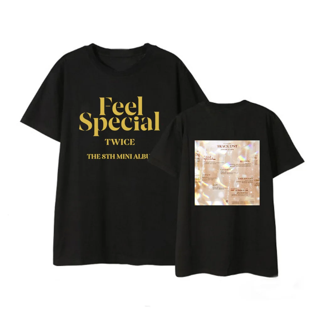 Kpop TWICE FEEL SPECIAL The 8th Mini Album Shirt Повседневная Свободная одежда в стиле хип-хоп футболка Топы с короткими рукавами футболка DX1219 - Цвет: Black 10