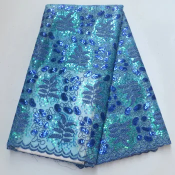 

African organza lace fabric 2019 double organza french Swiss voile lace high quality embroidered tulle sequins lace fabric 01