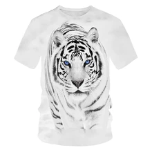 Aliexpress - 2021 Cartoon Animal men T-shirt 3D print blue eyes White tiger walking in the snow casual fashion Loose Tshirt Oversized T-shirt