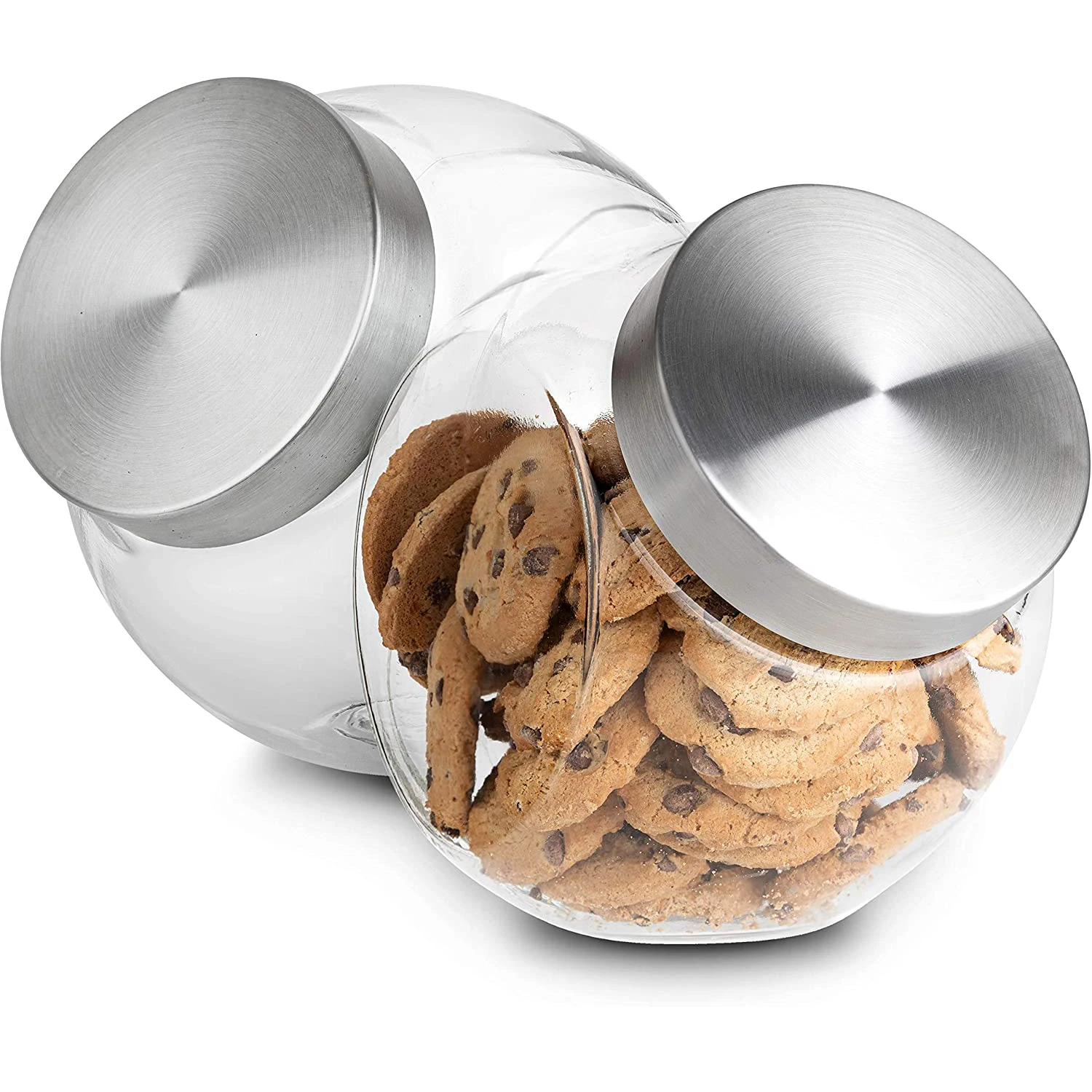 

Glass Candy Cookie Jar With Metal Airtight Seal Lid Food Storage Jar for Snacks Dry Food Jelly Beans Canister Apothecary Jars