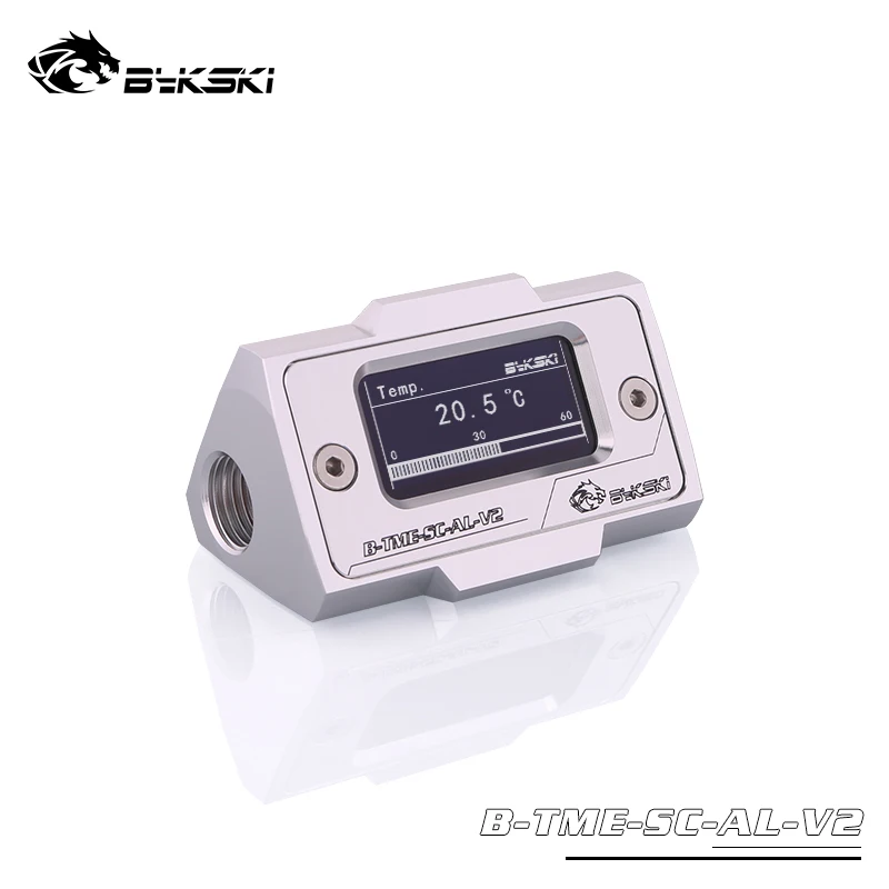 Bykski, Серебристый, Черный в режиме реального времени температурный дисплей Сплит водяного охлаждения термометр OLED ЖК-экран дисплей B-TME-SC-V2 - Цвет лезвия: Silver