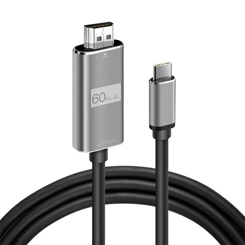 Black and Gray 1,8 м Длина USB 3,1 тип-c к HDMI кабель HD 4K 60Hz USB C HDMI кабель адаптер для Macbook телефонов планшетных ПК - Цвет: Black and Gray