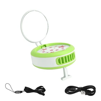 

Desk Top Mirror Mini Fan Summer Portable USB Charging Makeup Mirror Fan KG66