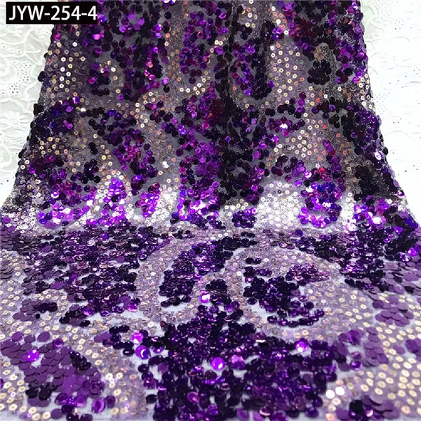 JYW-254-4 Кружевная ткань с блестками, 5 ярдов, высокое качество, Африканский французский тюль, кружевная ткань с вышивкой, блестки, кружева, нигерийские вечерние платья, JYW-254 - Цвет: JYW-254-4