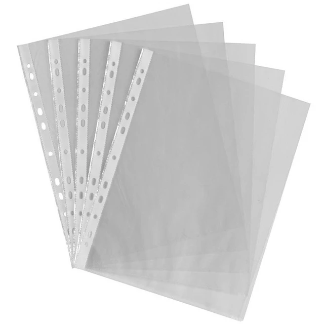 Pochettes perforées en plastique transparent A4, classement fin, 11 trous,  cuir chevelu adt, stockage de fichiers