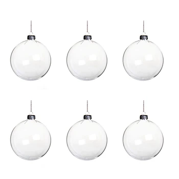 

6Pcs 8cm DIY Christmas Tree Hanging Ball Transparent Acrylic Ball Clear Plastic Fillable Ball Ornament