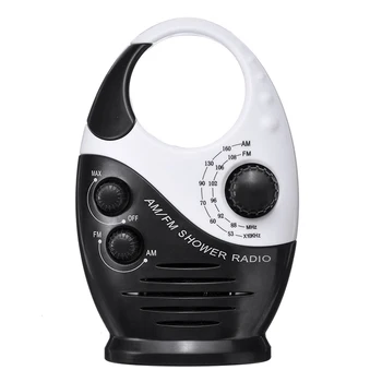 

Mayitr 1pc Bathroom AM/FM Mini Shower Radio Waterproof Portable Hanging Music Radio Built-in Speaker Without Battery