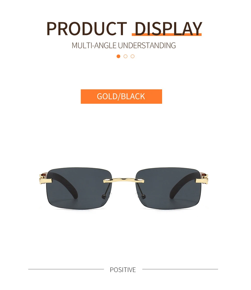 Fashion Rimless Sunglasses Steampunk Frameless Eye Glasses Wood Grain Rectangle Gafas Oculos Gradient Shades Sunglasses round sunglasses