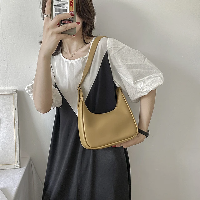 Vintage Women Shoulder Bag Small PU Leather Solid Color Crossbody Bags  Versatile Female Under Arm Handbag Lady Hobo Bag - AliExpress