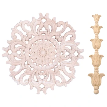 

Wood Carved Corner Onlay Applique Unpainted Frame Decal for Home Furniture Decor Style:1 & 15cm Type A