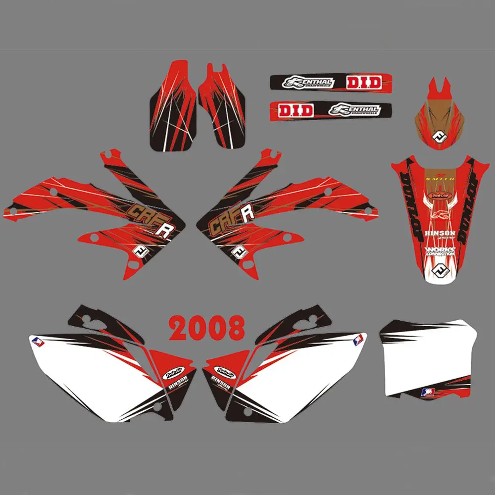 

New Full Graphics Decals Stickers Custom Number Name Glossy Bright Stickers Waterproof for HONDA CRF450R CRF450 2008