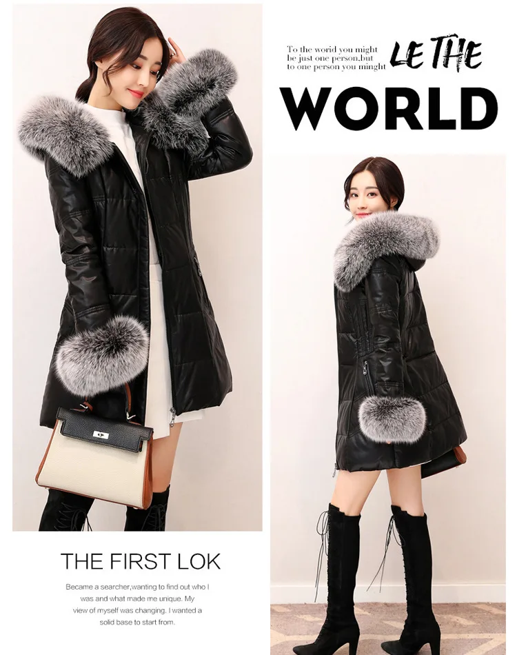 winter sheep skin leather leather leather jacket and long sections down jacket 930