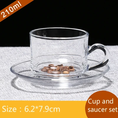 Европейский прозрачный кофейный комплект из чашки и блюдца бытовой ароматизированный чай чашка Термостойкое Стекло эспрессо капучино латте воды молока - Цвет: Cup And Saucer A
