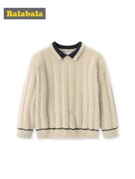 

Balabala Children's sweater girls baby autumn and winter 2019 new girls bottoming plus cotton sweater