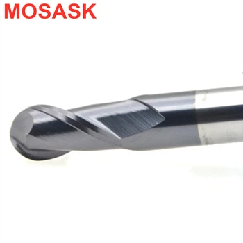 

MOSASK 2 Flutes HRC55 R1.0 R1.5 R2.0 Solid Cemented Carbide Processing Steel Ball Nose End Milling Cutter