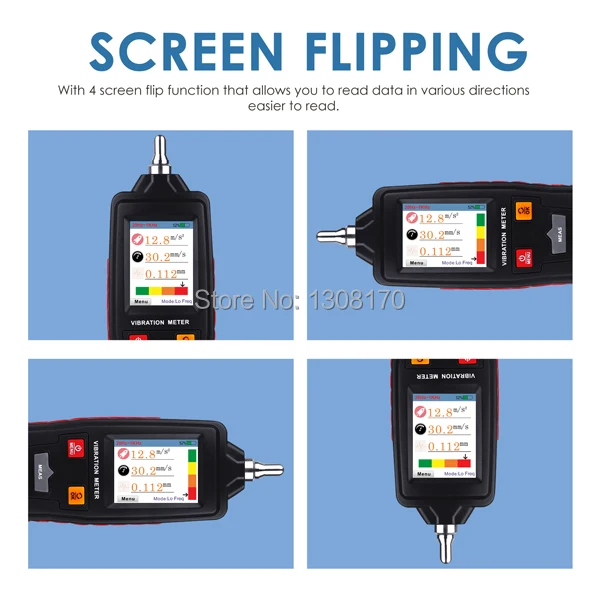 Портативный симметричный Виброметр анализатор формы пьезоэлектрический датчик цветной дисплей w/короткий и Длинный зонд