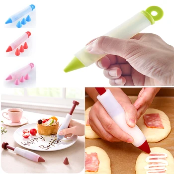 

Silicone Food Writing Pen Chocolate Decorating tools Cake Mold Cream cup cookie Icing Piping Pastry Nozzles kitchen accessories