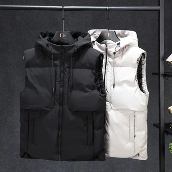 

Plus Size 7XL 6XL 5XL XXXXL Hoodie Vest For Men Winter Warm Thick Casual Windbreaker Sleeveless Jacket Male Classic Waistcoat