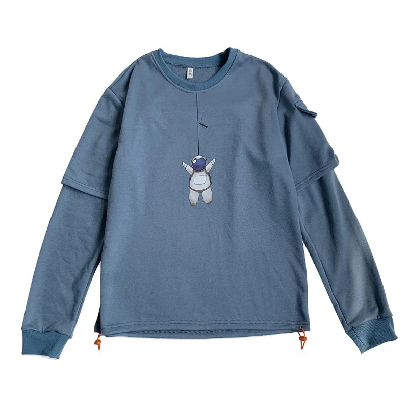 

New Winter Man Pullover Hiphop Style Harajuku Solid Color Style with Inside Shirt Two Piece Style Pullover Trendy Top