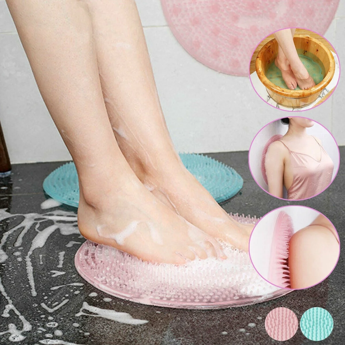

New Suction Cup Non-slip Pad Bathroom Bath Floor Shower Tub Mat Relax Massage Pad