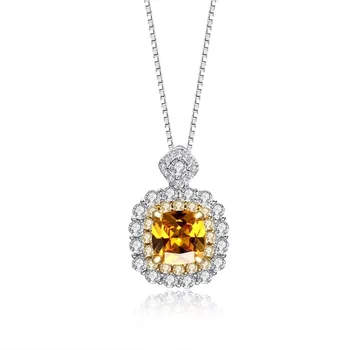 

T751 925 Silver necklace For Women Cubic Zirconia Stone necklace cushion necklace