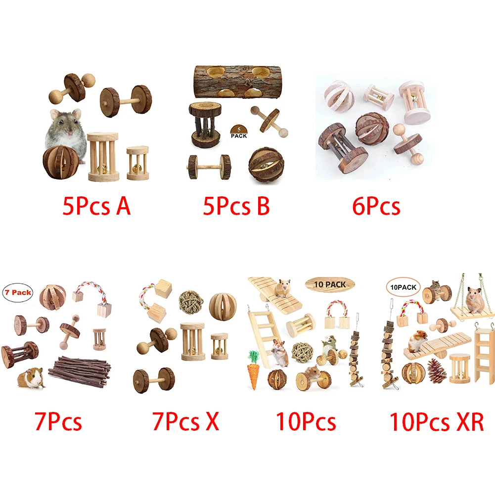 Деревянный уход за зубами мини-колокол Кролик Хомяк игра птицы маленькие животные шары попугай молярный обучение жеванию набор игрушек