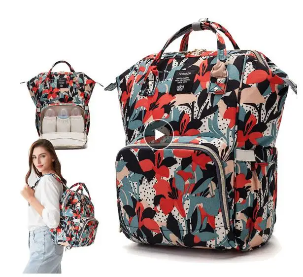 

Lequeen Diaper Bag Large Capacity Mummy Backpack Ergonomic Baby Care Backpacks Ourdoor Travel Dry and Wet Infant Nappy Bag