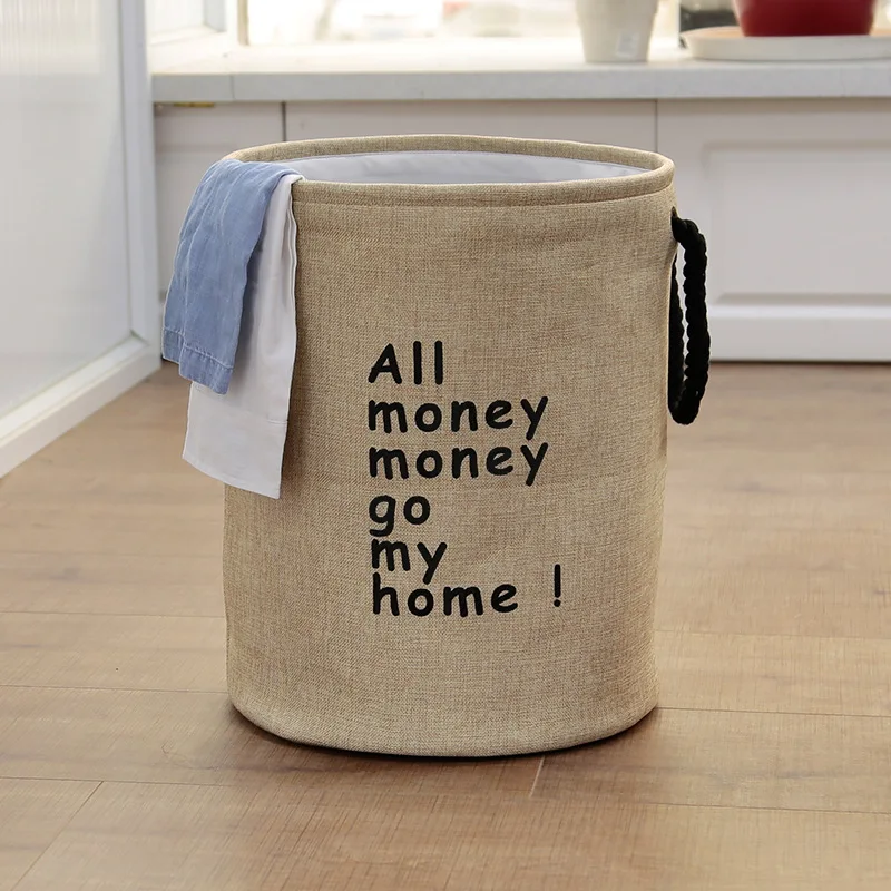 Amazon Hot Selling Home Storage Basket Northern European-Style Cotton Linen Foldable Storage Basket Thick Eva Storage Bucket Who