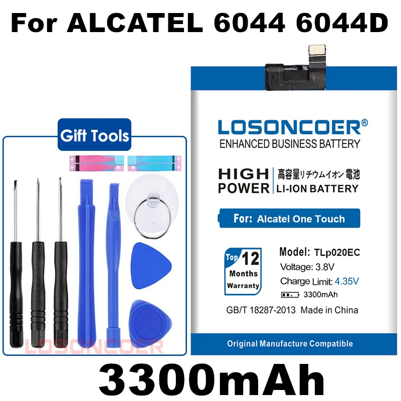 LOSONCOER TLp020EC 3300 мАч батарея для Alcatel One Touch POP UP OT6044 6044 6044D Аккумуляторы мобильных